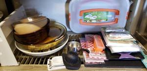 lot 13 image: Crofton Rectangular Carrier, Freezer Themometers, Serving Bowls and More