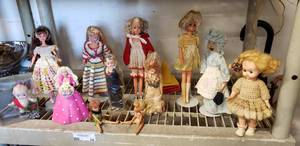 lot 3 image: Vintage Dolls and Barbie Dolls,  many with Crochet Outfits