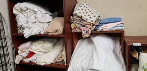 lot 49 image: Variety of Bed Linens and Pillows, Plus Curtains