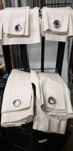 lot 52 image: Ikea Beige Curtain Panels with Metal Grommets, 7 foot x 58 Each, Set of 4