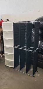 lot 66 image: Rolling Storage Tower and Canvas with Aluminum Frame Storage Shelf