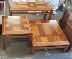 lot 2 image: 3-Piece Table Set of Lane Wooden Tables