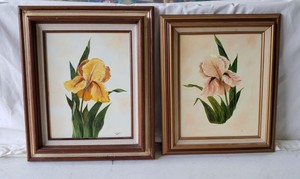 lot 111 image: Canvas Paintings of Irises (11x14) signed by Jo Norris