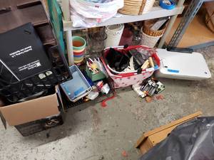 lot 174 image: Office Items, Desk Organizer,  Printer and Ink Cartridges, Bottom part of Shredder Bin, see pictures