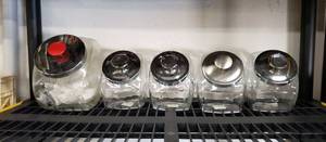 lot 21 image: Set of 5 Glass Kitchen Cannisters