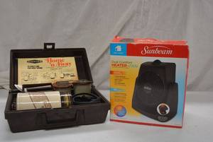 lot 253 image: Sunbeam HeaterFan and Vintage Home n Away Travel Kit Coffee Maker