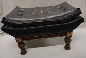 lot 259 image: Vintage Faux Leather OttomanSeat