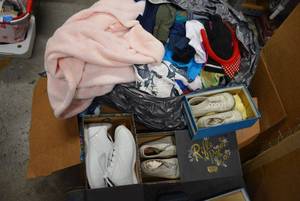 lot 171 image: Womens and kids Clothing, Vintage Baby Shoes and Slightly used Kids shoe size 4