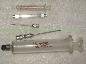 lot 293 image: Antique glass seringes and needles