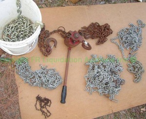 lot 219 image: Crosby Model NBC manual Chain hoist and assorted chains