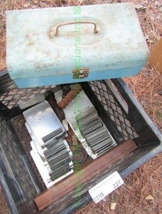 lot 227 image: Vintage Bernz-o-matic metal box and machining shims