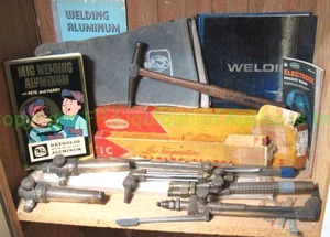 lot 90 image: Assorted welding tools and supplies including torch heads and more
