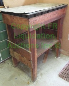 lot 135 image: Custom built utility table with cast iron top