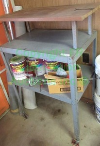 lot 162 image: Metal utility table contents not included