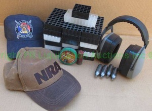 lot 302 image: NRA hats, cartridge holders and more as shown