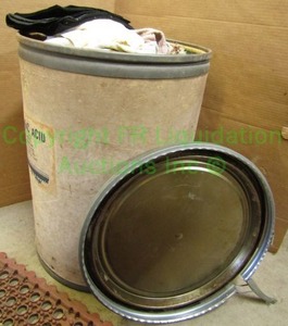 lot 134 image: 25 gallon drum full of shop rags