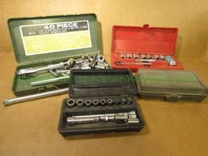 lot 161 image: Sears Craftsman and other brands socket sets (may or may not have all pieces)