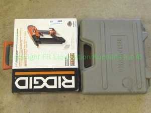 lot 175 image: Ridgid narrow crown finish stapler (Never used in original box) and Porter Cable brad nailer