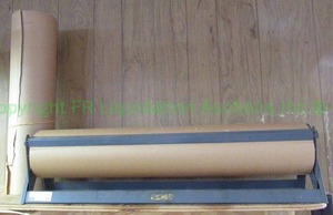 lot 37 image: Butcher paper roll dispenser with extra roll, approx 32 wide