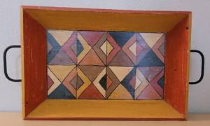 lot 59 image: PIER 1 IMPORTS DECORATIVE PLATTER IN STYLE, COLOR, AND CONDITION SHOWN.