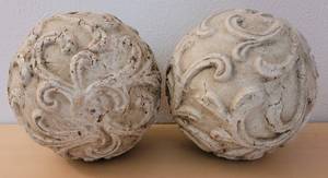 lot 60 image: LOT OF 2 LARGE SIZE DECORATIVE SPHERES IN STYLE, COLOR, AND CONDITION SHOWN. (YOUR BID X 2)