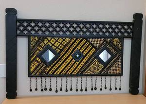 lot 96 image: INDIAN BANJARA STYLE HANDMADE PATCHWORK DECOR IN STYLE, COLOR, AND CONDITION SHOWN. 31.25 W x 20.5 H