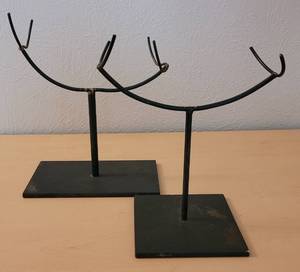 lot 99 image: LOT OF 2 CUSTOM MADE IRON HOLDERS  STANDS AS SHOWN. (YOUR BID X 2)