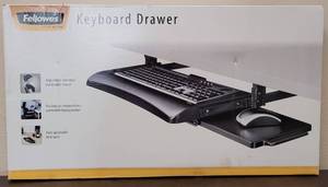lot 159 image: FELLOWES KEYBOARD DRAWER IN UNOPENED BOX AS SHOWN.