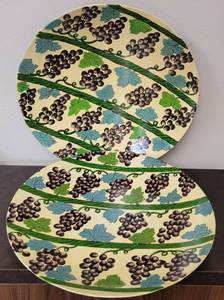 lot 180 image: LOT OF 2 ROUND DECORATIVE  ACCENT BOWLS IN STYLE, COLOR, AND CONDITION SHOWN. (YOUR BID X 2) 17.75 DIA