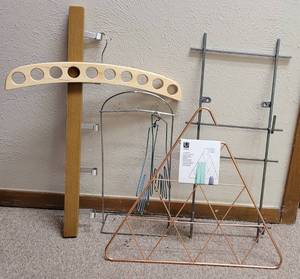 lot 223 image: LOT OF ASSORTED HANGERS INCLUDING A NEW SCARF HANGER AS SHOWN.