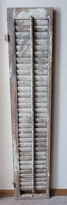 lot 233 image: VINTAGE WINDOW SHUTTER IN STYLE, COLOR, AND CONDITION SHOWN. 9.75 W x 47.75 H