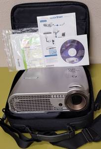lot 305 image: OPTOMA PROJECTOR MODEL EP 732H WITH CORDS, REMOTE, AND MORE AS SHOWN. TESTED AND WORKING.