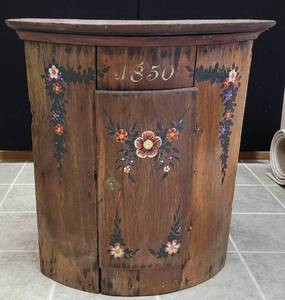 lot 307 image: RUSTIC WOOD STYLE CORNER CABINET IN STYLE, COLOR, AND CONDITION SHOWN. 26 W x 19 D x 29 H