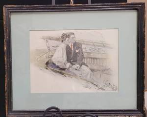 lot 317 image: VINTAGE FRAMED PRINT IN STYLE, COLOR, AND CONDITION SHOWN.