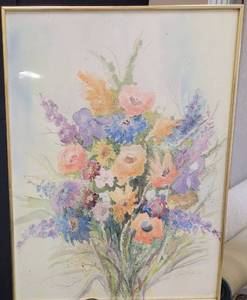 lot 330 image: FRAMED WATERCOLOR IN STYLE, COLOR, AND CONDITION SHOWN.