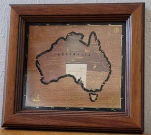 lot 343 image: MARQUETRY MATTERS MAP HANDCRAFTED IN AUSTRALIA AS SHOWN.