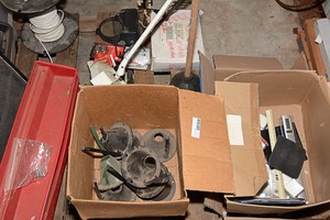 lot 217 image: Miscellaneous garage supplies & office equipment