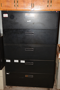 lot 226 image: Black 5 drawer filing cabinet
