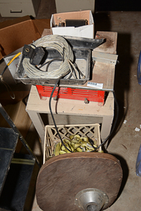lot 296 image: 7 Pit Bull tile cutting machine & accessories with support stand