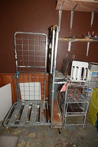 lot 35 image: Storage cart on wheels & misellaneous storage shelves