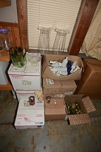 lot 42 image: Decorative glassware, candle holders, & votives