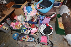 lot 51 image: Assorted handbags, plushies, & shoes