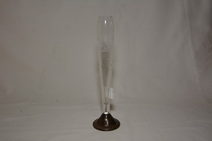 lot 114 image: Antique Victorian Era Sterling Silver Weighted Base and Cyrstal Stem Vase