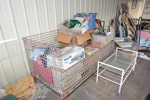 lot 409 image: Large Metal Bin, Contents that are in the bin are included