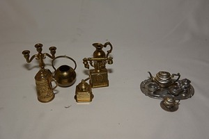 lot 138 image: Silver Tone Mineature Tea Set and Other Miniatures
