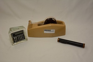 lot 186 image: Vintage Dietzgen level, calculator, & tape dispenser