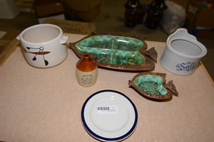 lot 429 image: American Airlines Plate, Platte Valley Corn Whiskey Jay, Farm House Style Kitchen Decor