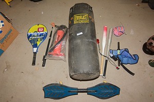 lot 471 image: Everlast Heavy Bag and Assorted Sports Equipment as Shown