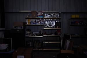 lot 266 image: 2 metal storage shelves (contents not included) approximately 72 high