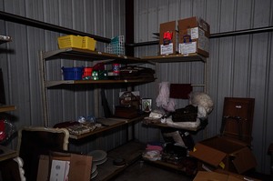 lot 258 image: 3 metal storage shelves (contents not included) approximately 72 high